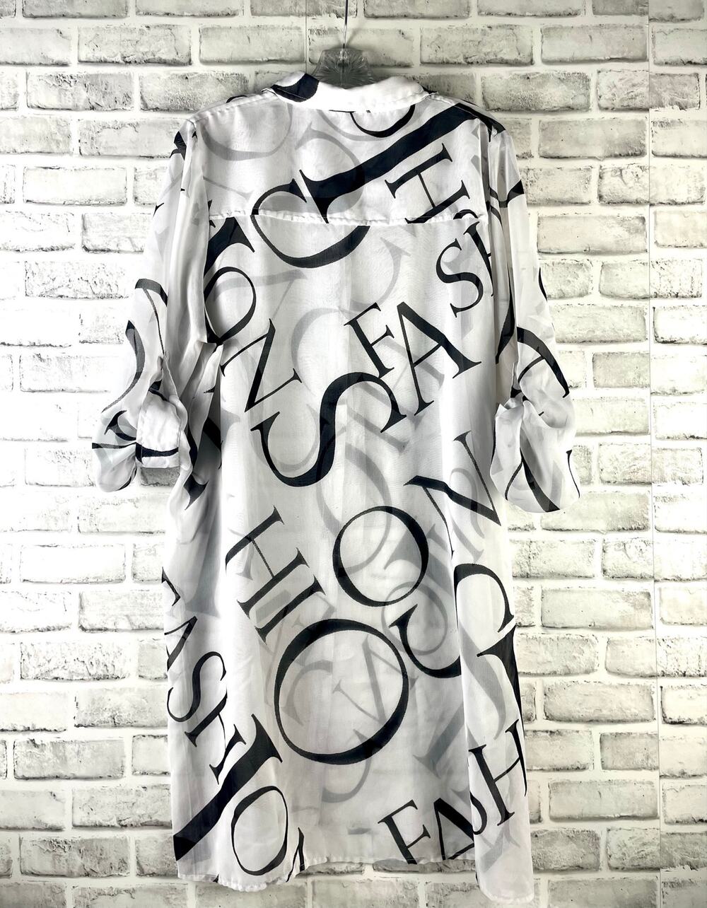 Live 4 Truth Chiffon Sheer Letter Print Button Down Tunic Top Shirt XL White - Picture 2 of 9